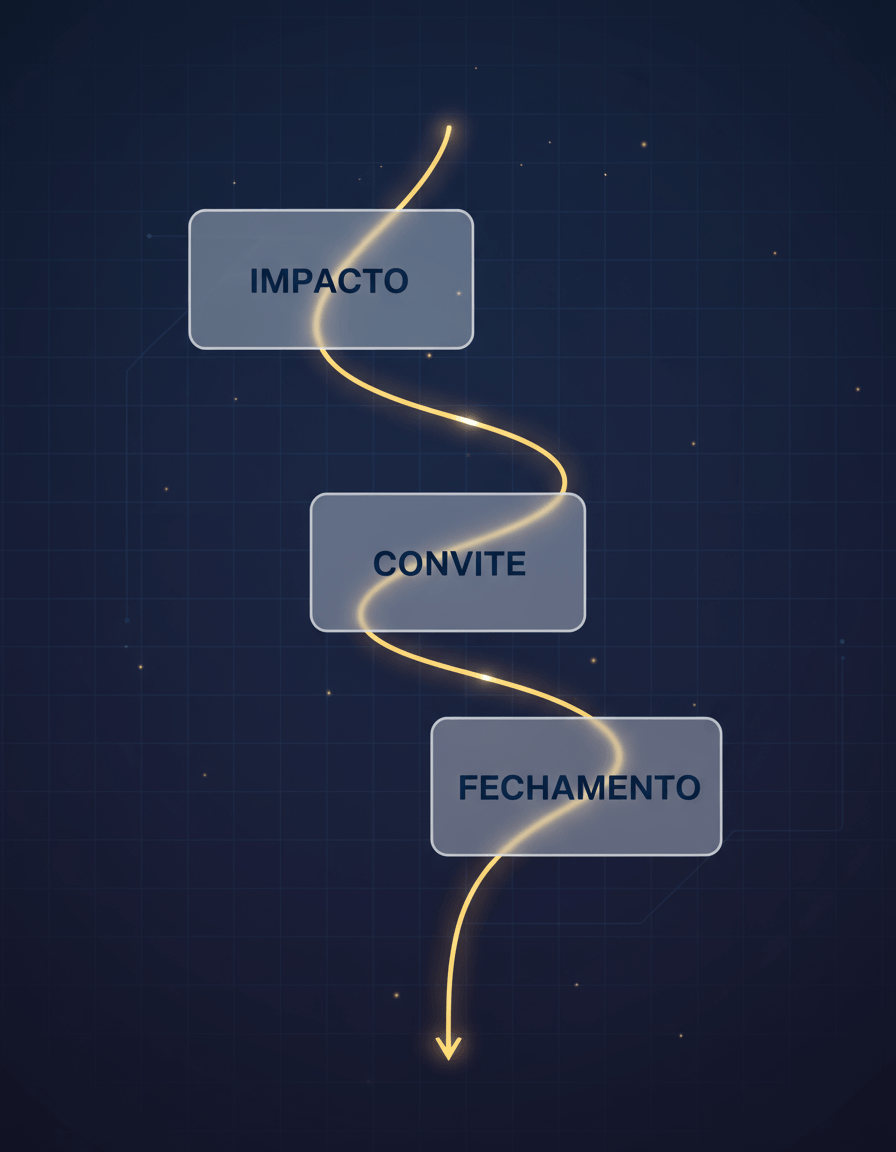 Sequência de 3 etapas do Fórmula Cascata de Vendas